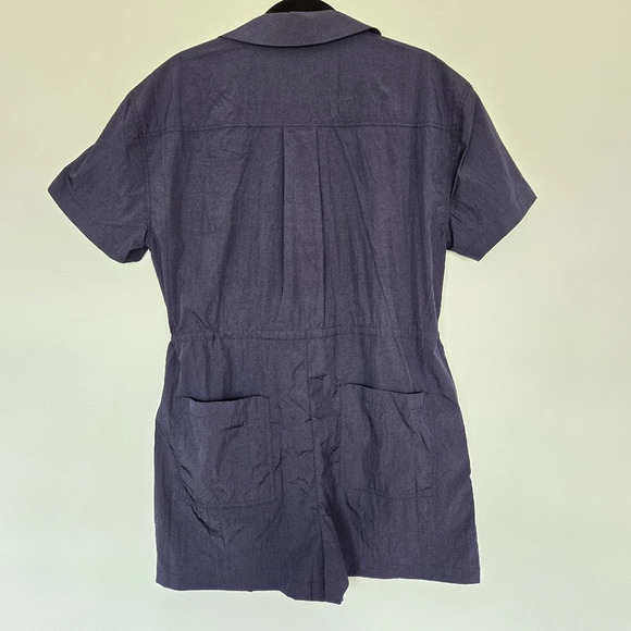 Sweaty Betty Anytime Short Sleeve Navy Romper 10 Athlesure Lightweight Casual - Picture 11 of 15